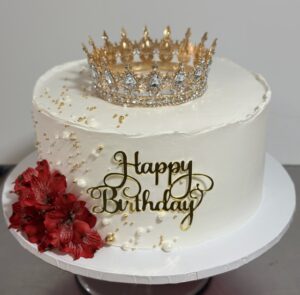 109 pérolas + paquinha (flores e coroa trazidos pelo cliente)